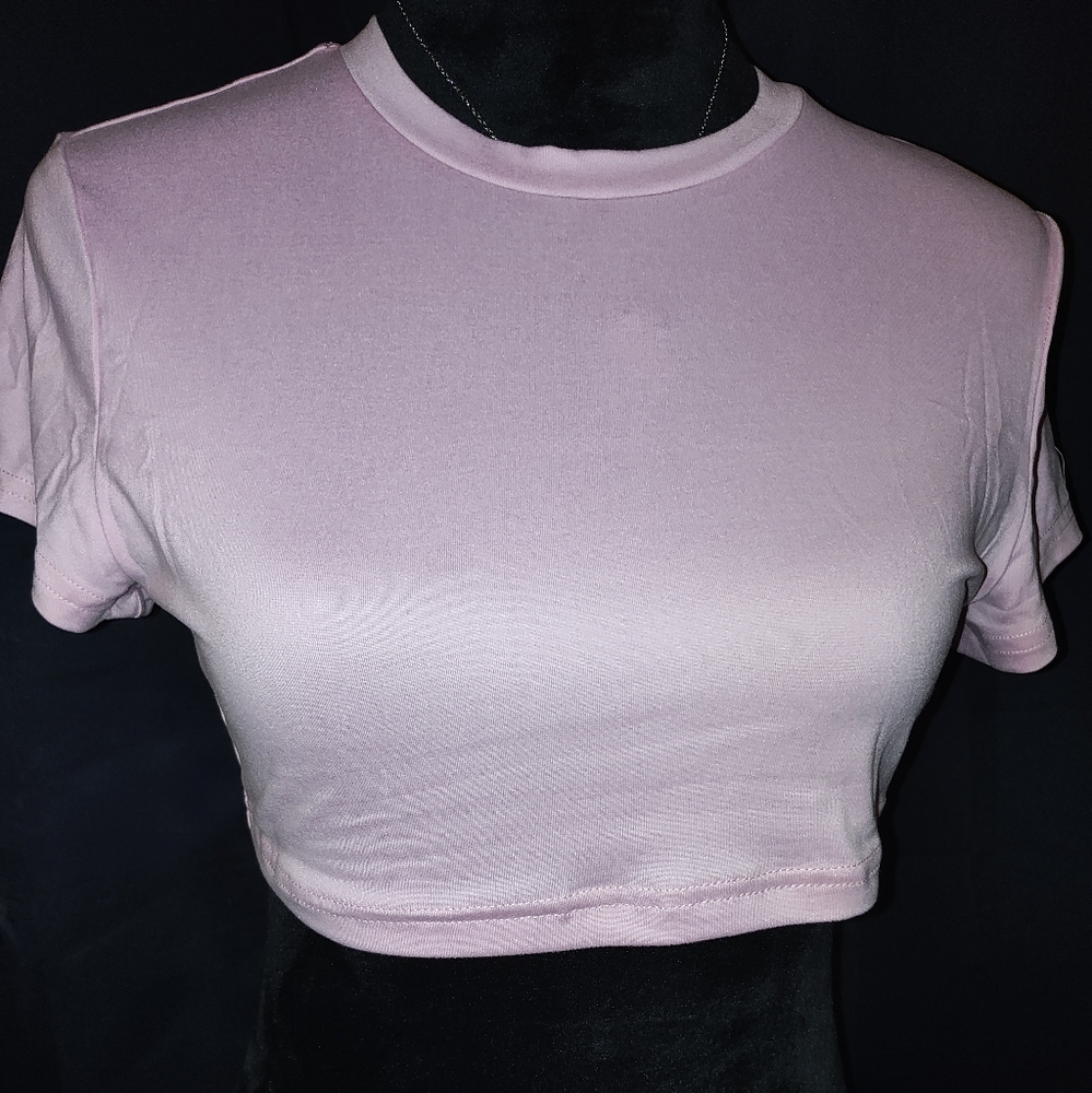 Set of Three Crop Tops - Black, White, and Pink - Picture 3 of 4